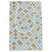 Zeemeermin Blauw Goud Glitter Sparkle Medium Cadeauzakje (Voorkant)