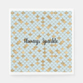Zeemeermin Blauw Goud Glitter Sparkle Servet (Voorkant)