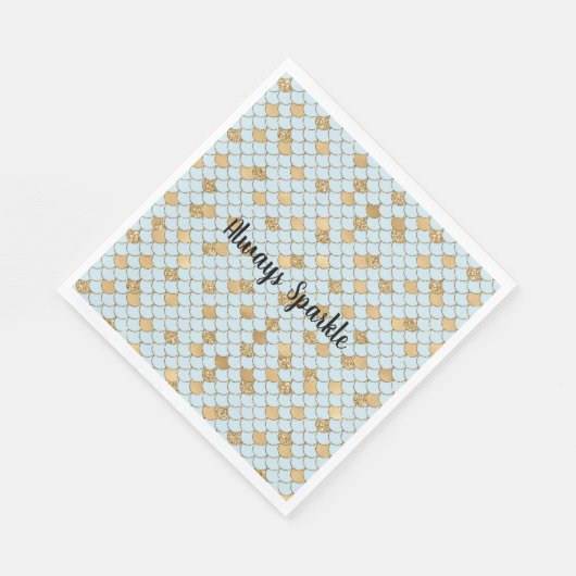 Zeemeermin Blauw Goud Glitter Sparkle Servet (Hoek)