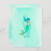 Zeemeermin Blauwe Groene Staart Persoonlijk Briefkaart (Voorkant / Achterkant)