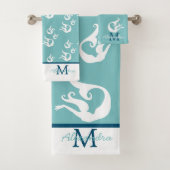Zeemeermin Blauwgroen Blauw Wit Beach Bath Towel Bad Handdoek (Insitu)