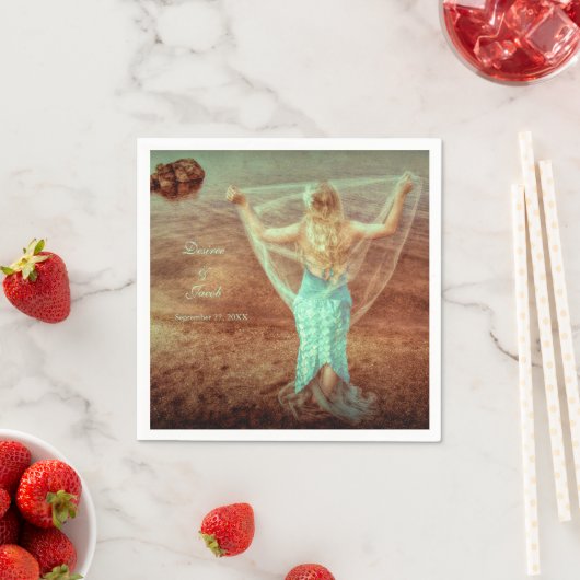 Zeemeermin  Blauwgroen Bruin Huwelijk Servet (Insitu)