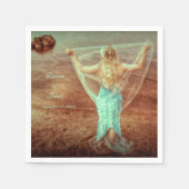 Zeemeermin  Blauwgroen Bruin Huwelijk Servet (Voorkant)