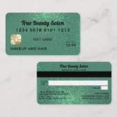 Zeemeermin Blauwgroen Glitter Credit Kaart Cadeaub Visitekaartje (Voorkant / Achterkant)