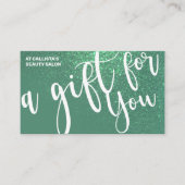 Zeemeermin Blauwgroen Glitter Gradient Cadeaubon Visitekaartje (Voorkant)