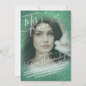 Zeemeermin Blauwgroen Sparkly Glitter Foto Quincea Kaart (Voorkant)