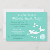 Zeemeermin Blauwgroen Strand Party Custom Invitati Kaart (Voorkant)