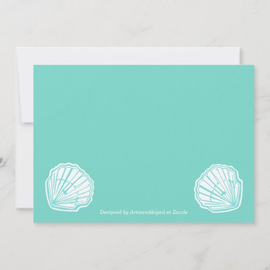 Zeemeermin Blauwgroen Strand Party Custom Invitati Kaart (Achterkant)