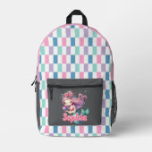 Zeemeermin blokkeert roze naampatroon bedrukte rugzak (Voorkant)