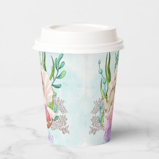 Zeemeermin (Blonde) in Oyster Shell Paper Cups Papieren Bekers (Links)