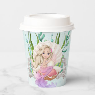 Zeemeermin (Blonde) in Oyster Shell Paper Cups Papieren Bekers