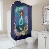 Zeemeermin Blue Fantasy Vrienden Douchegordijn (In situ)
