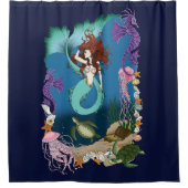 Zeemeermin Blue Fantasy Vrienden Douchegordijn (Voorkant)