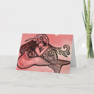 Zeemeermin Blush Art Zeemeerminnen Waterverf Kaart