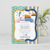 Zeemeermin & Bouw Verjaardag Jongen Meisje Kaart (Staand voorkant)