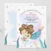 Zeemeermin brengt Cadeau verjaardagsfeestje Kaart (Voorkant / Achterkant)