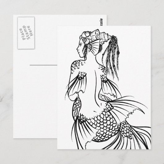 Zeemeermin Briefkaart (Voorkant / Achterkant)