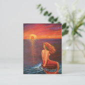 Zeemeermin Briefkaart - 'Kijken naar de zonsonderg (Staand voorkant)