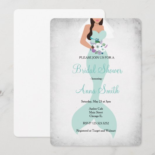 Zeemeermin brudal-douchebrunette kaart (Voorkant / Achterkant)