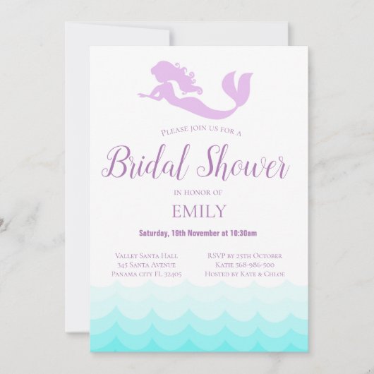 Zeemeermin bruids douche uitnodiging (Voorkant)