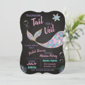 Zeemeermin Bruids Douche uitnodiging, glitter Kaart (Staand voorkant)