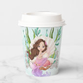 Zeemeermin (Brunette) in Oyster Shell Paper Cups Papieren Bekers (Achterkant)