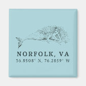 Zeemeermin Button Magnet - Coördinaten van Norfolk (Voorkant)