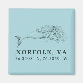Zeemeermin Button Magnet - Coördinaten van Norfolk