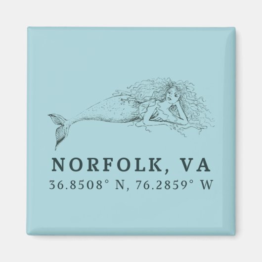 Zeemeermin Button Magnet - Coördinaten van Norfolk (Voorkant)