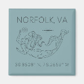 Zeemeermin Button Magnet - Coördinaten van Norfolk (Voorkant)