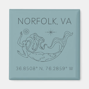 Zeemeermin Button Magnet - Coördinaten van Norfolk