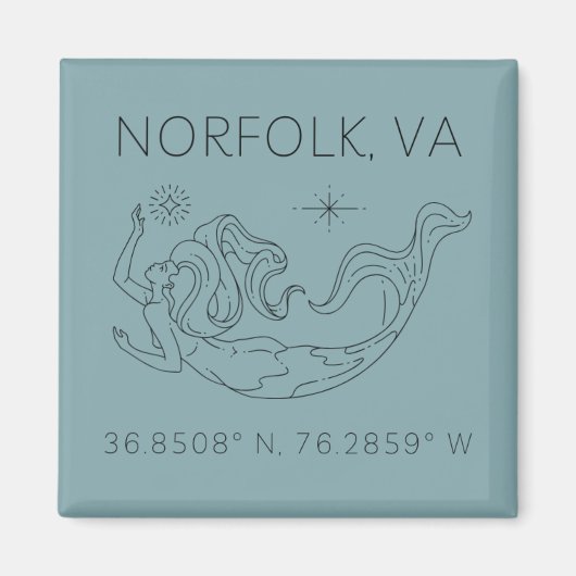 Zeemeermin Button Magnet - Coördinaten van Norfolk (Voorkant)