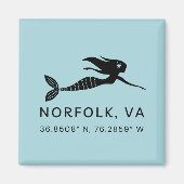 Zeemeermin Button Magnet - Coördinaten van Norfolk (Voorkant)