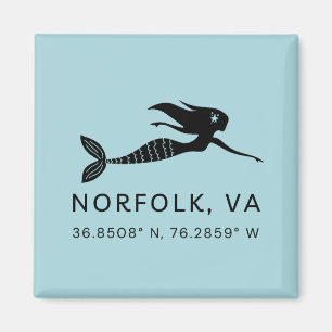 Zeemeermin Button Magnet - Coördinaten van Norfolk