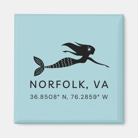 Zeemeermin Button Magnet - Coördinaten van Norfolk (Voorkant)