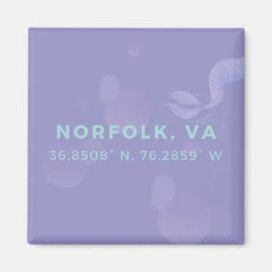 Zeemeermin Button Magnet - Coördinaten van Norfolk