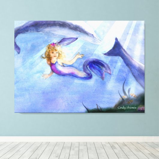 Zeemeermin Canvas afbeelding Afdruk (Insitu (Houten vloer))