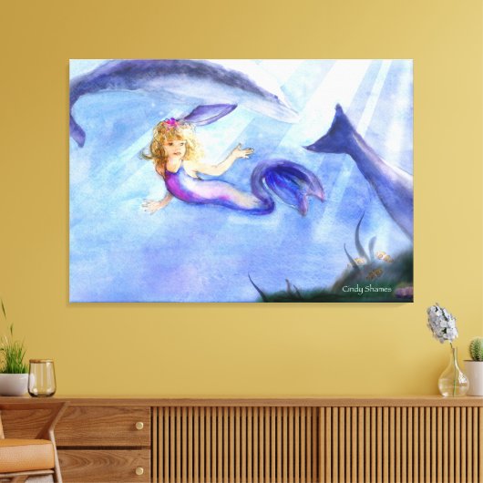 Zeemeermin Canvas afbeelding Afdruk (Insitu (Woonkamer))