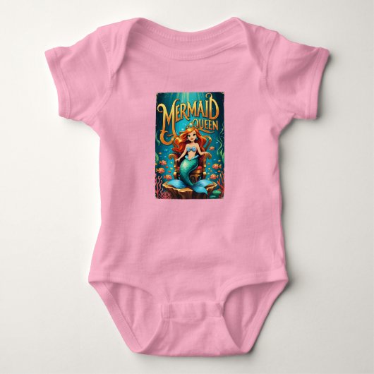  Zeemeermin Cartoon Baby Retro Oceaan Meisjes Romper (Voorkant)