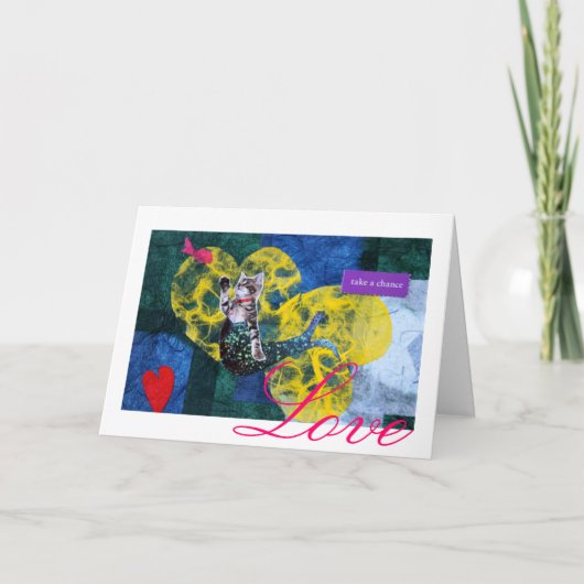 Zeemeermin Cat "Mercat" Valentijnsdag Kaart voor d (Voorkant)