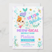 Zeemeermin Cat Verjaardag Uitnodiging, Kitten Pool Kaart (Voorkant)