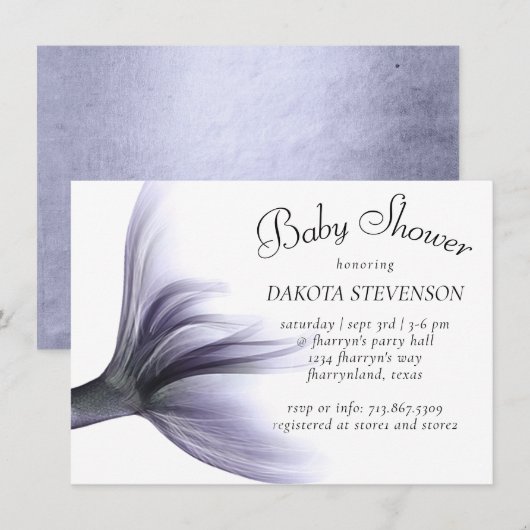 Zeemeermin Chic | Stoffige Lavendel Paarse Douche Kaart (Voorkant / Achterkant)