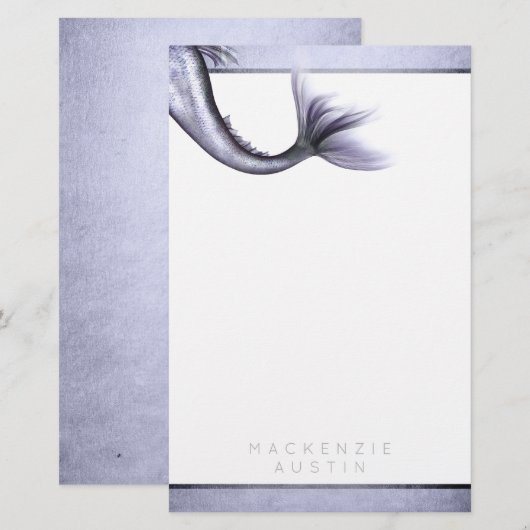 Zeemeermin Chic Tail | Dusty Lavendel Paarse Custo Briefpapier (Voorkant / Achterkant)