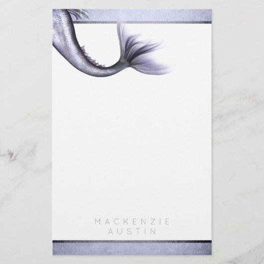Zeemeermin Chic Tail | Dusty Lavendel Paarse Custo Briefpapier (Voorkant)