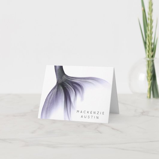 Zeemeermin Chic Tail | Dusty Lavendel Paarse Custo Notitiekaartje (Voorkant)