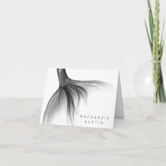 zeemeermin chroomstaart | Silver Faux Shimmer Cust Bedankkaart (Voorkant)