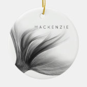zeemeermin chroomstaart | Silver Faux Shimmer Cust Keramisch Ornament (Voorkant)