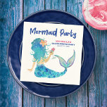 Zeemeermin cocktail minimalistische strand vrijgez servet<br><div class="desc">Mermaid thema bachelorette party paper borden zijn voorzien van een zeemeermin met een tropische cocktail versierd met een hibiscusbloem op een strakke witte achtergrond,  met marine,  turquoise en roze kleuren. Perfect voor strand,  nautische,  "onder het zee" en kustthema feesten. Kunst door KL Stock</div>