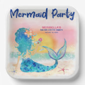 Zeemeermin Cocktail Tropische Strand Bachelorette  Papieren Bordje (Voorkant)