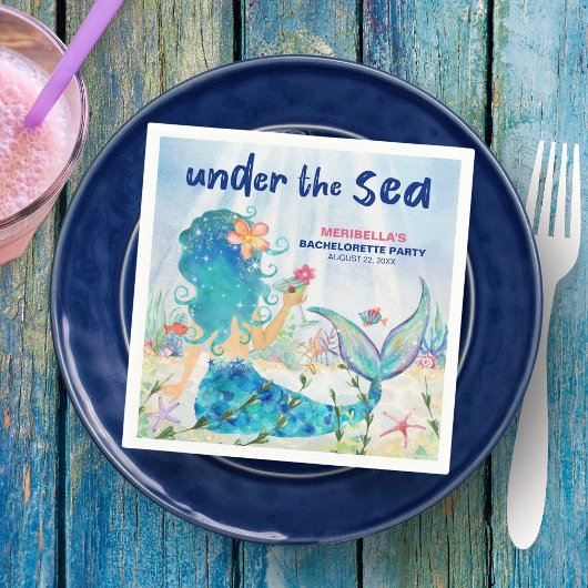 Zeemeermin Cocktail Tropische Strand Bachelorette Servet